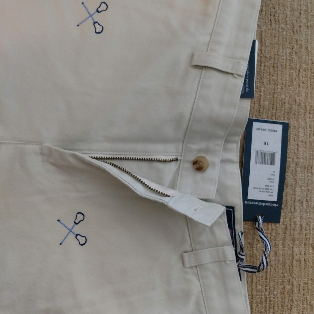 Boy's khaki LACROSSE embroidered club pants. Size 16.